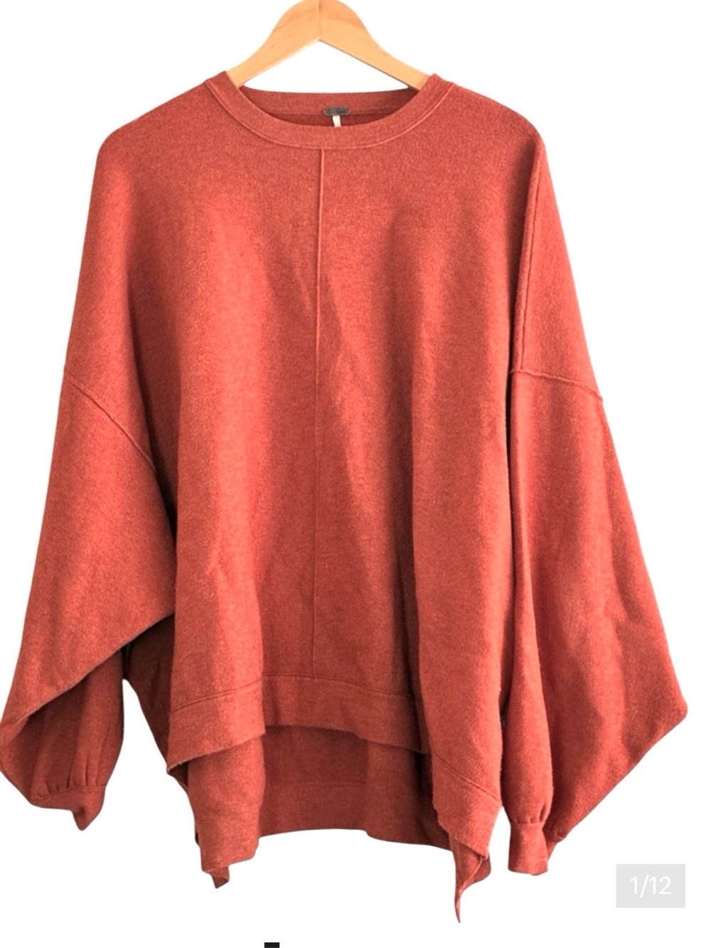 Free People | Uptown Pullover burnt orange rust slouchy oversized sweater small - Picture 2 of 13